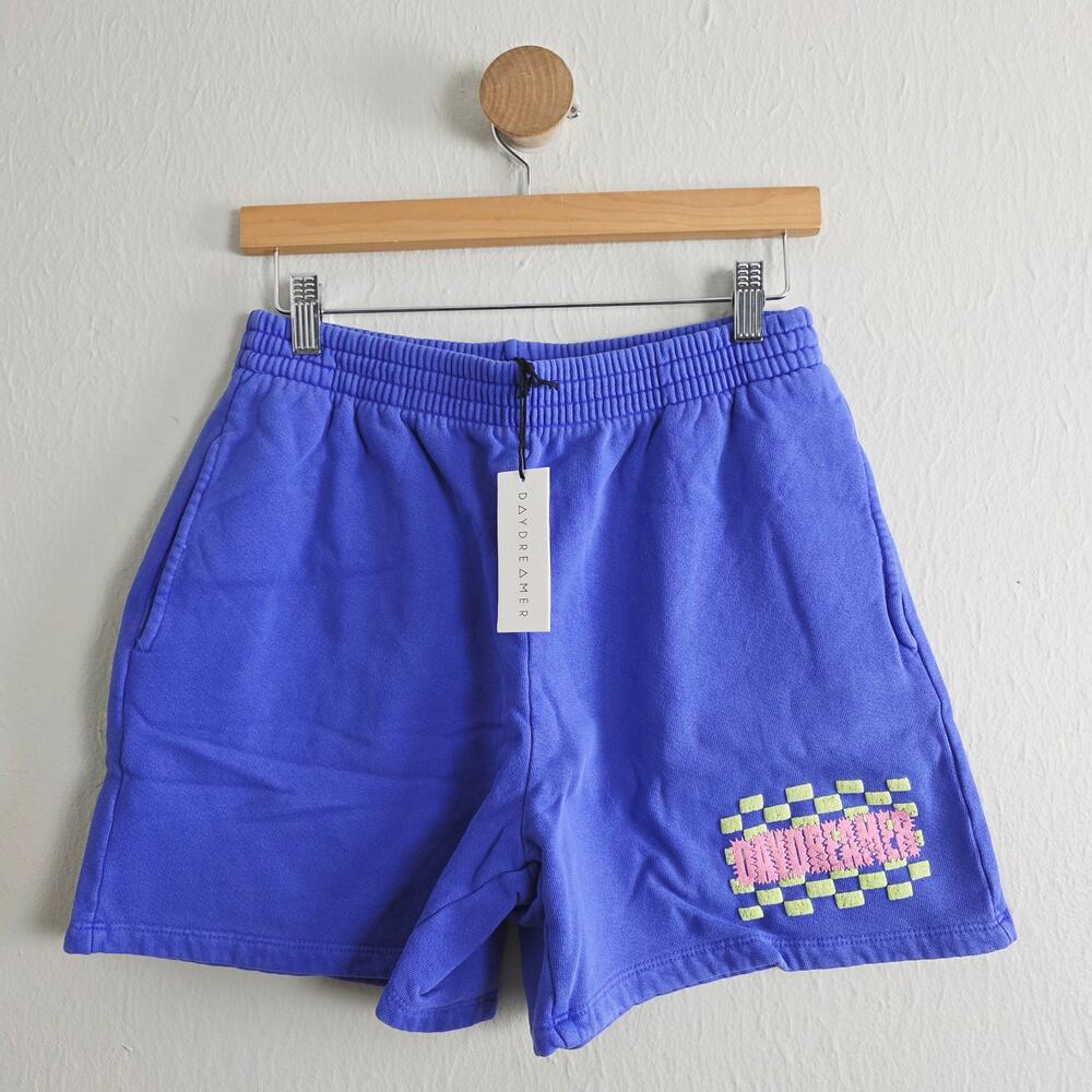 Daydreamer Ultra Violet Purple Fleece Sweatshorts NWT Small Puff Logo Pockets